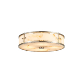 Photograph: Idolite Vault 40cm 4 Light Round Flush Bathroom Ceiling Light Satin Nickel/Brown Faux Alabaster (B) Glass - IP44