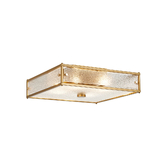Photograph: Idolite Vault 40x40cm 4 Light Square Flush Bathroom Ceiling Light Brass/Clear Diamond Pattern (C) Glass - IP44