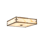 Photograph: Idolite Vault 40x40cm 4 Light Square Flush Bathroom Ceiling Light Painted Bronze/Brown Faux Alabaster (B) Glass - IP44