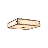 Photograph: Idolite Vault 40x40cm 4 Light Square Flush Bathroom Ceiling Light Painted Bronze/Grey Faux Alabaster (B) Glass - IP44