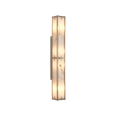 Photograph: Idolite Vault 75cm 4 Light Rectangular Bathroom Wall Light Satin Nickel/Grey Faux Alabaster (B) Glass - IP44