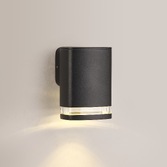 Photograph: Idolite Vela 1 Light Matt Black Exterior Wall Light Complete With Clear Lens - IP54