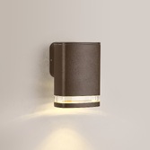 Photograph: Idolite Vela 1 Light Matt Brown Exterior Wall Light Complete With Clear Lens - IP54