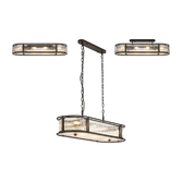 Photograph: Idolite Waine 1m 8 Light Linear Oval Bar Flush Ceiling/Pendant Convertible Black/Clear Glass