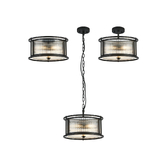 Photograph: Idolite Waine 35cm 3 Light Round Flush Ceiling/Pendant Convertible Black/Clear Glass