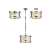 Photograph: Idolite Waine 35cm 3 Light Round Flush Ceiling/Pendant Convertible Polished Chrome/Clear Glass
