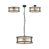 Photograph: Idolite Waine 50cm 6 Light Round Flush Ceiling/Pendant Convertible Black/Clear Glass