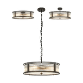 Photograph: Idolite Waine 65cm 8 Light Round Flush Ceiling/Pendant Convertible Black/Clear Glass