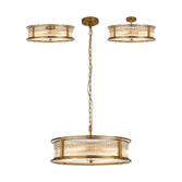 Photograph: Idolite Waine 65cm 8 Light Round Flush Ceiling/Pendant Convertible Brass/Clear Glass