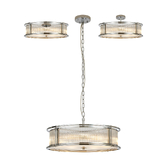 Photograph: Idolite Waine 65cm 8 Light Round Flush Ceiling/Pendant Convertible Polished Nickel/Clear Glass