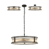 Photograph: Idolite Waine 80cm 10 Light Round Flush Ceiling/Pendant Convertible Black/Clear Glass