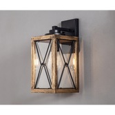 Photograph: Idolite Whelan Wood Effect And Black Large Square Lantern Lamp With Clear Glasses