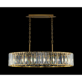 Photograph: Idolite Windsor Brass Linear 7 Light Crystal Pendant Light - 90cm