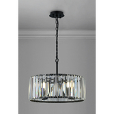 Photograph: Idolite Windsor Satin Black Round 4 Light Crystal Pendant Light - 50cm