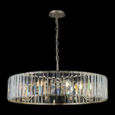 Photograph: Idolite Windsor Satin Nickel Round 8 Light Crystal Pendant Light - 90cm