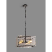 Photograph: Idolite Wiredu Matt Black & Polished Chrome 4 Light Pendant With Clear Glass Panels