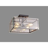 Photograph: Idolite Wiredu Matt Black & Polished Chrome 4 Light Semi Flush Ceiling Light With Clear Glass Panels