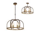 Photograph: Idolite Zala Antique Bronze 6 Light Pendant Light Complete With Wood Effect Detailing