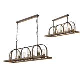 Photograph: Idolite Zala Antique Bronze 8 Light Linear Island Pendant Light Complete With Wood Detailing