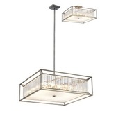 Photograph: Idolite Zuri 12 Light Square Pendant/Semi-Flush Ceiling Light Pewter With Clear Glass