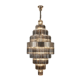 Photograph: Idolote Carpathian 90cm 9 Tier Extra Large Diamond Round Glass 9 Tier Pendant Light in Polished Nickel Complete With Clear Smoked Glass