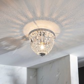 Photograph: ION/FL Polished Chrome Flush 1 Light Ceiling Light Complete With Crystal Decoration - IP44