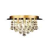 Photograph: Isabella Small Gold 4 Light Flush Crystal Ceiling Light With Hexagonal Droppers