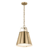 Photograph: Kichler Etcher Black Medium Champagne Bronze Pendant Light Complete With White Etched Glass Diffuser