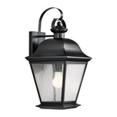 Photograph: Kichler Mount Vernon Large Black Outdoor Wall Lantern Complete With Clear Seedy Glass - IP44