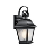 Photograph: Kichler Mount Vernon Small Black Outdoor Wall Lantern Complete With Clear Seedy Glass - IP44