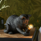 Photograph: Kitten Figurine Table Lamp In Matt Black