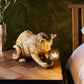 Photograph: Kitten Figurine Table Lamp In Vintage Gold