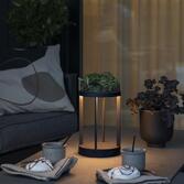 Photograph: Konstsmide Chieti Black Cylindrical Usb Portable Outdoor Table Lamp - IP54 - 3000K