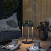 Photograph: Konstsmide Chieti Grey Cylindrical Usb Portable Outdoor Table Lamp - IP54 - 3000K