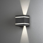 Photograph: Konstsmide Cremona Dark Grey Square Up And Down Led Wall Light With Adjustable Beam- 3000K - IP54