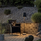 Photograph: Konstsmide Lucca Matt Black Exterior Floor Lamp Complete With Metallic Shade