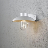 Photograph: Konstsmide Mani Aluminium Downard Facing Grey Outdoor Wall Light Complete With Clear Glass - IP45