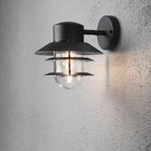 Photograph: Konstsmide Modena Matt Black Downward Facing Exterior Wall Light Complete With Clear Glass