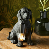 Photograph: Labrador Puppy Figurine Table Lamp In Matt Black