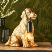 Photograph: Labrador Puppy Figurine Table Lamp In Vintage Gold