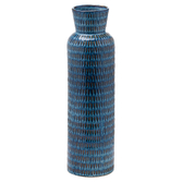 Photograph: Large Ceramic Flute Vase With Textured Blue Glaze