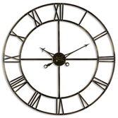 Photograph: Large Round Skeleton Clock In Antique Brass 100cm