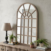 Photograph: Large Wooden Arched Paned Wall Mirror