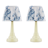 Photograph: Laura Ashley Adwick Twin Pack of Cream Table Lamps Complete With Blue And White Shades - Switched