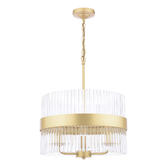 Photograph: Laura Ashley Alexa Matt Antique Brass 3 Light Pendant Light Complete With Glass Rod Decoration