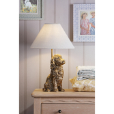 Photograph: Laura Ashley Antique Gold Cocker Spaniel Table Lamp Complete With Ivory Linen Tapered Drum Shade