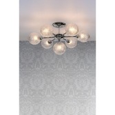 Photograph: Laura Ashley Atherton 7 Light Polished Chrome Semi Flush Ceiling Light Complete With Textured Glass Globes