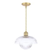 Photograph: Laura Ashley Billham Matt Antique Brass Single Pendant Light Complete With Clear Ribbed Glass