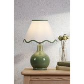 Photograph: Laura Ashley Bramhope Green Ceramic Table Lamp Complete With Cream Cotton Mixed Drum Lampshade