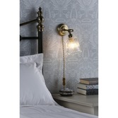 Photograph: Laura Ashley Callaghan Antique Brass Plugged Wall Light Complete With Ribbed Glass Shade